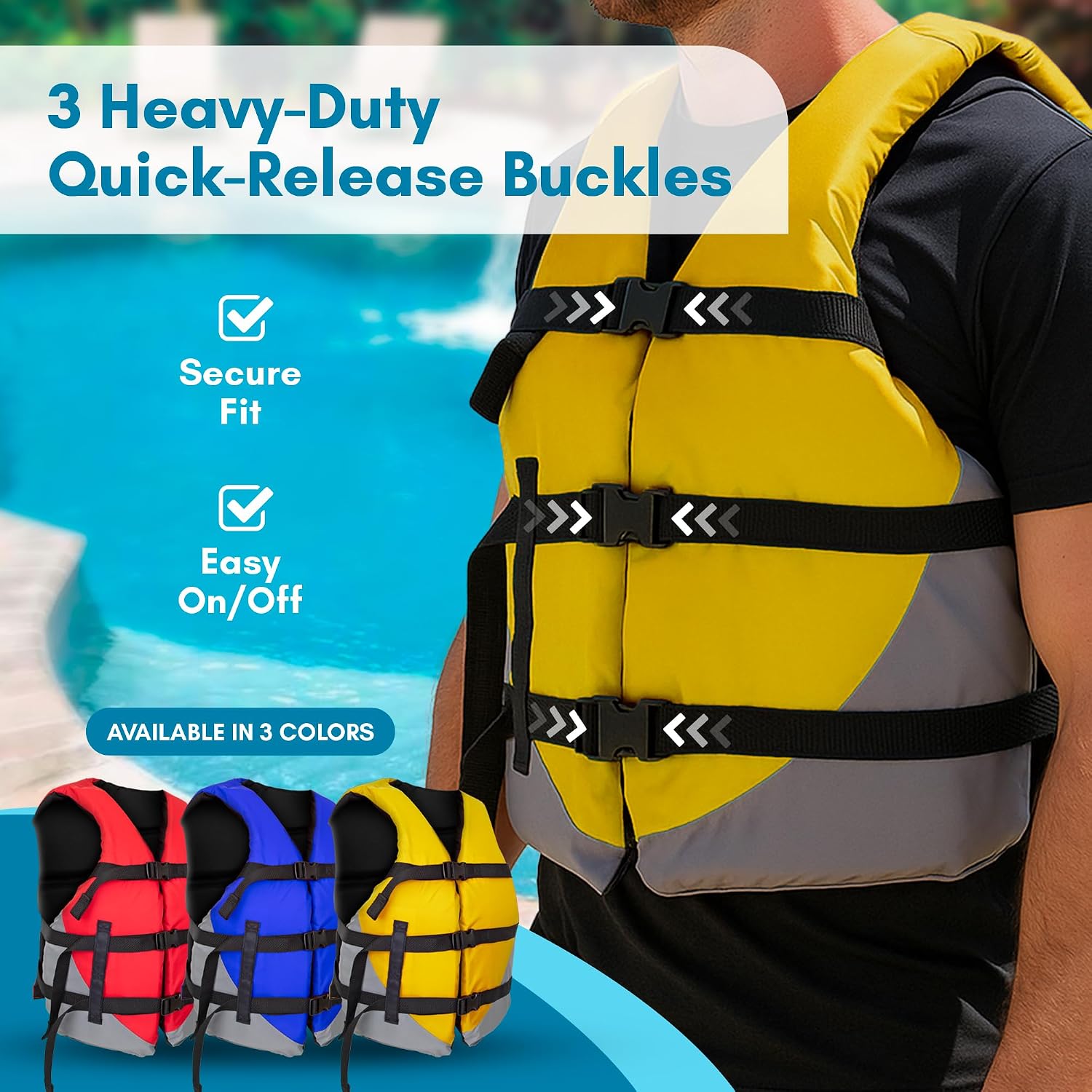 MW Adult Universal Life Vest, USCG Approved Type III Life Jacket for Adults, Great for Boating, Fishing, Tubing, &