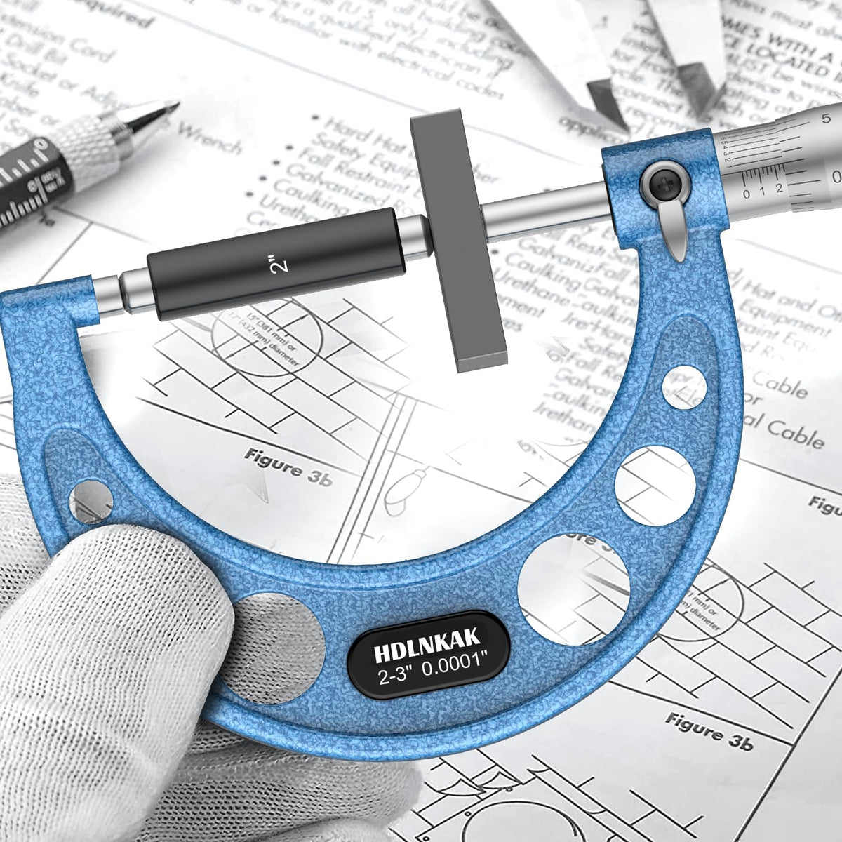 HDLNKAK Outside Micrometer 2-3", 0.0001" Graduation Micrometer Set