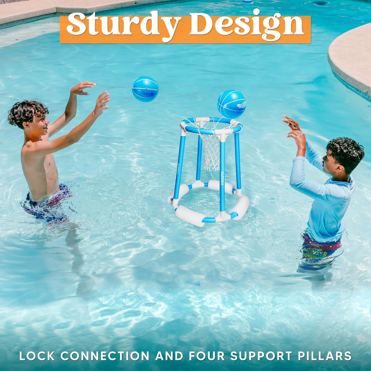 Pool Basketball Hoop Set, Floating Basketball Pool Game, Swimming Floats Toys with Balls Pump, Summer Outdoor Water