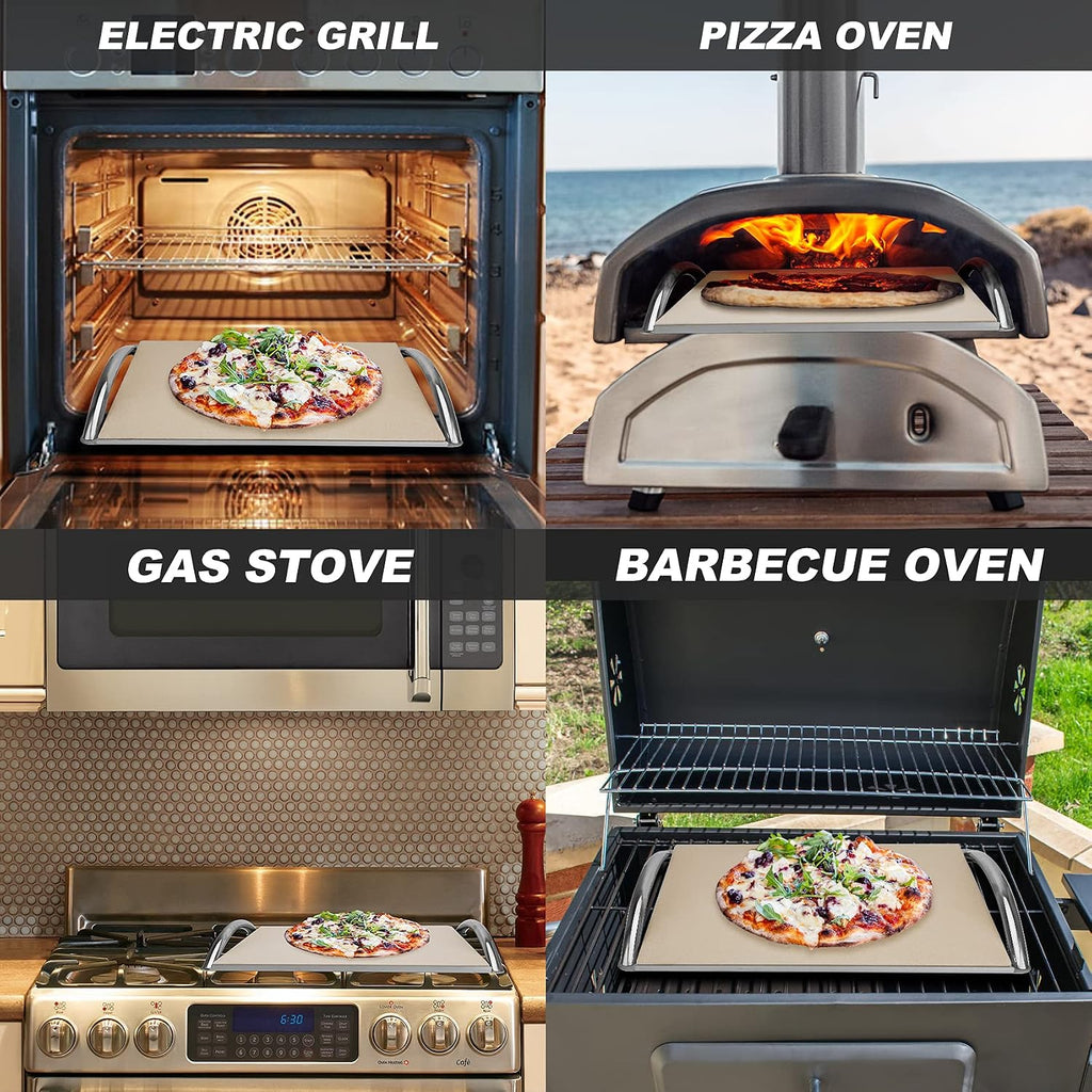 16" Cordierite Pizza Stone with Removable Stainless Steel Rack