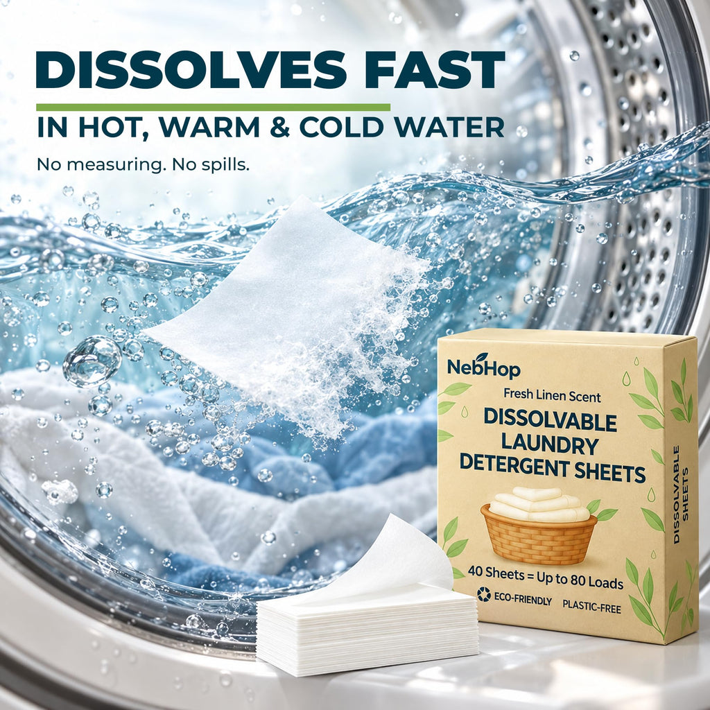 Laundry Detergent Sheets, 40 Sheets, 80 Loads, Plant Based, Fresh Linen