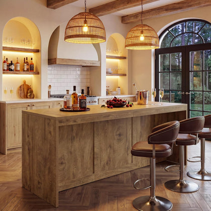 71 Inch Bar Table with Double Door Storage Cabinet
