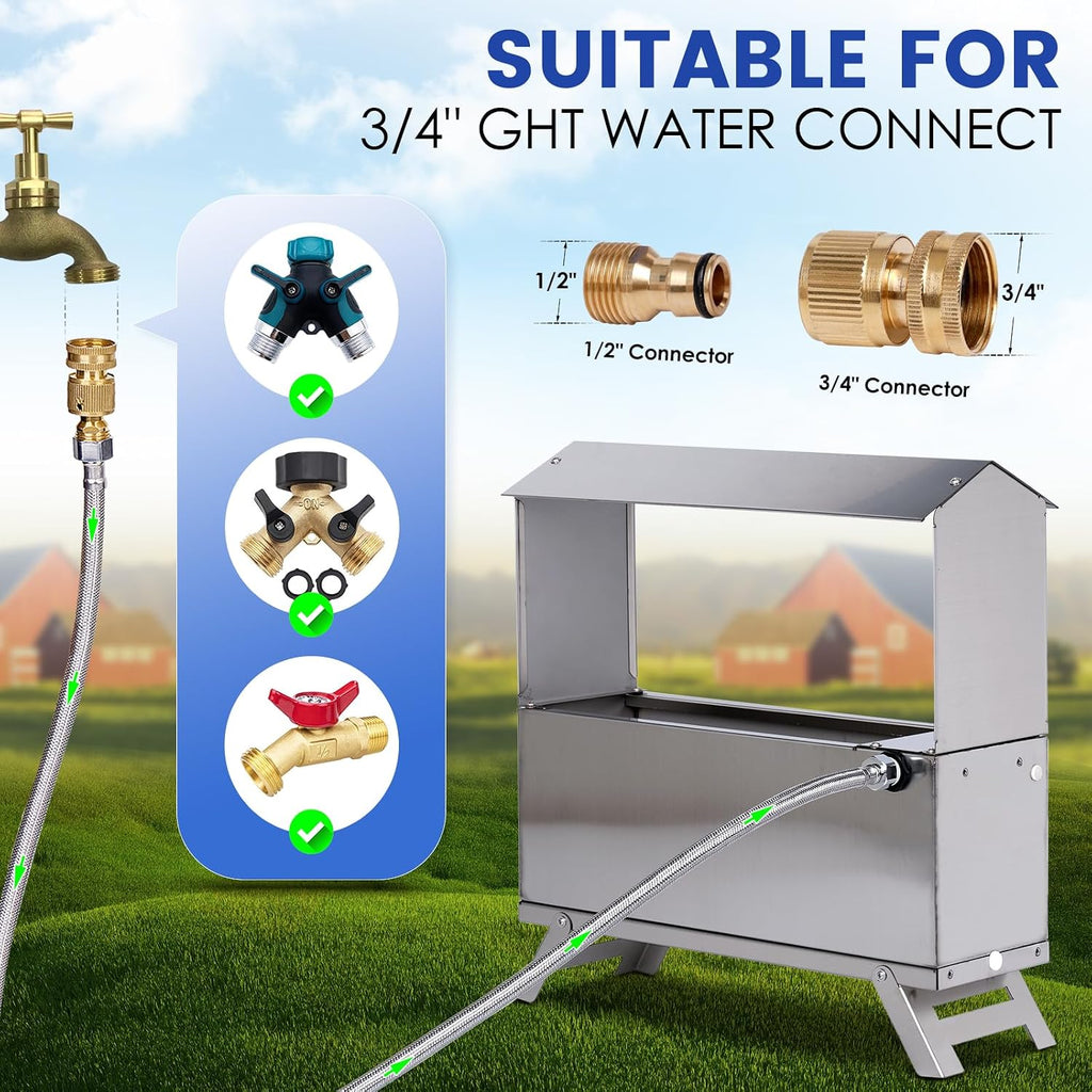 1.6 Gal Automatic Chicken Waterer with Float Valve Kit and Bottom Bracket