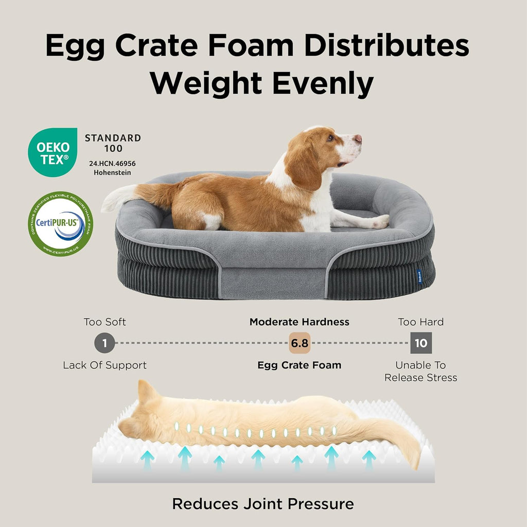 Orthopedic Dog Beds Large Sized Dog - 360° Oval Bolster Large Dogs Bed for Senior Dogs with Waterproof Washable