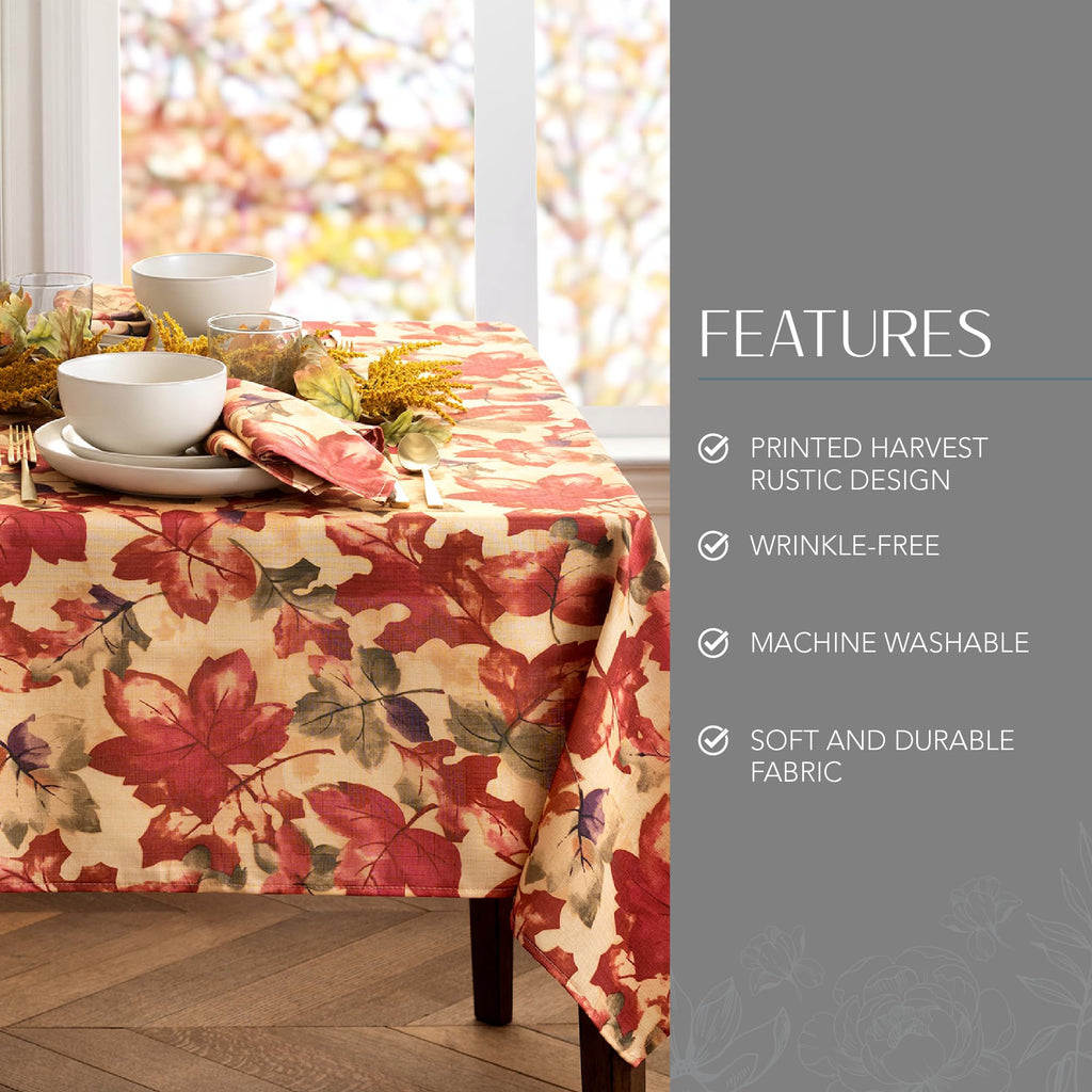 Home Fashions Harvest-Festival Fall Printed Tablecloth, 52" x 52", Square
