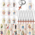10/20/30 Set Catholic Religious Gifts Set Rosary Christian Cross Necklace with Saint Prayer Cards & Organza Bags