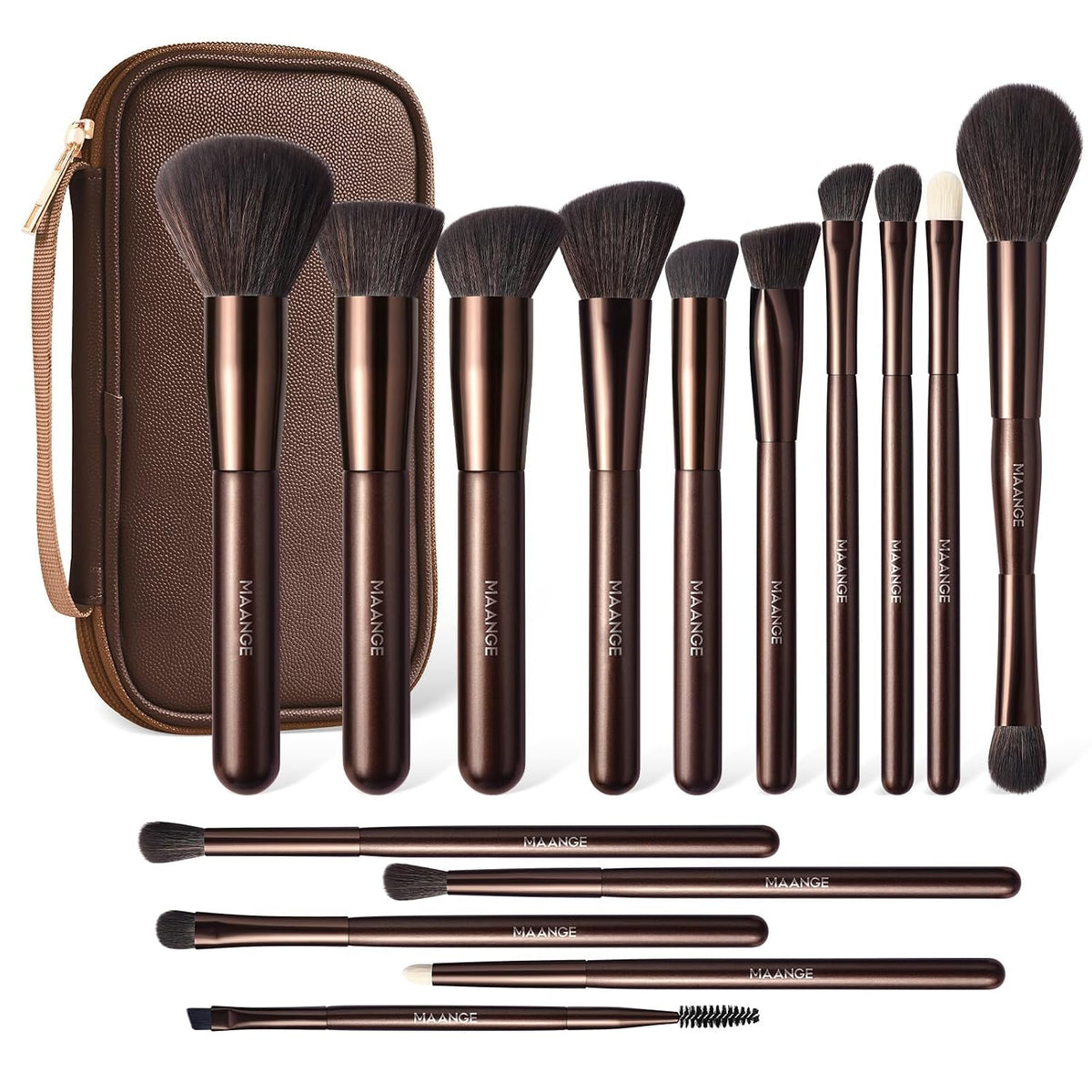 Makeup Brush Set 15 Pcs Professional Brushes with Bag for Face & Eye