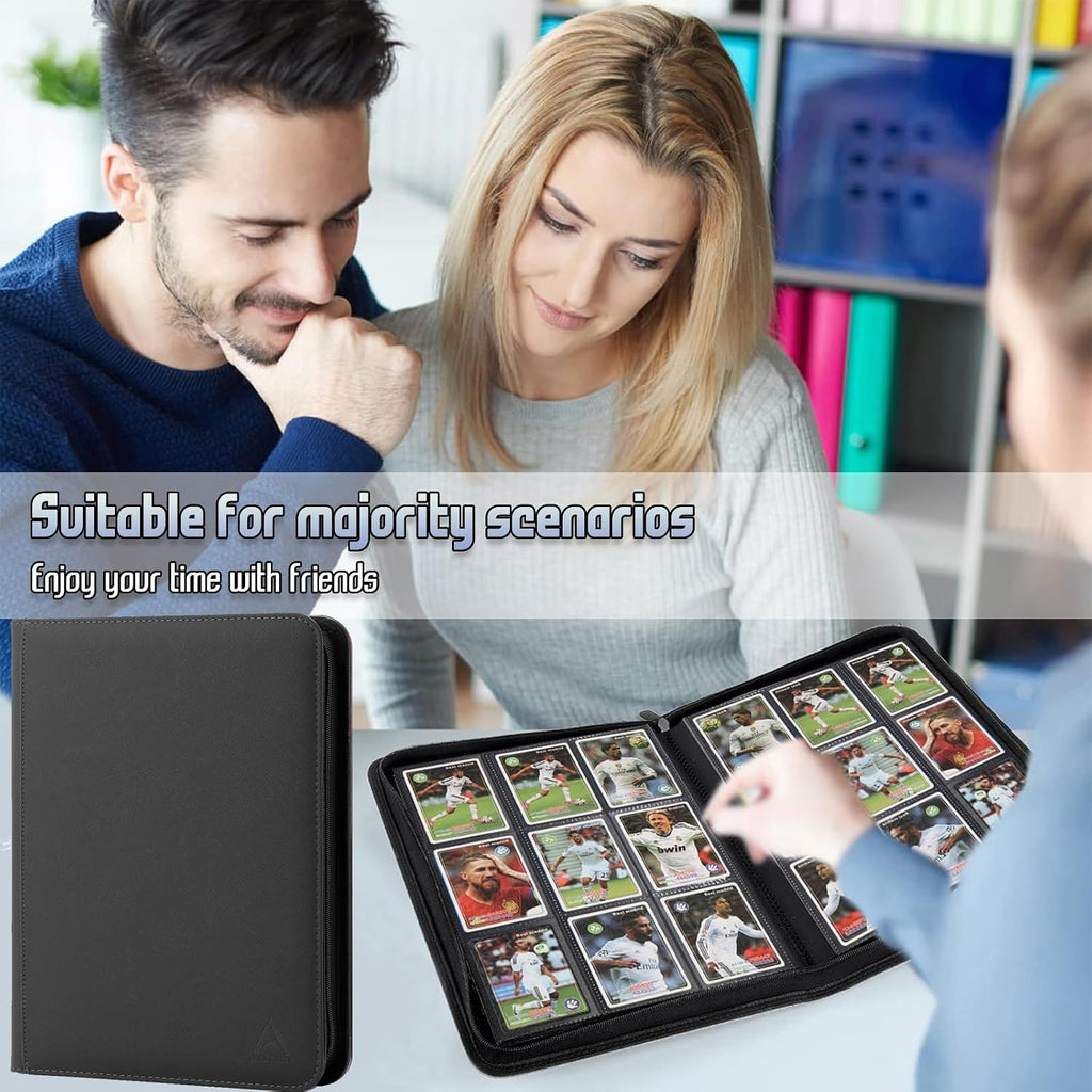 Card Binder 9 Pocket, Double Sided Pockets Trading Card Binder with 30 Sleeves, Premium Zip Trading Card Holder