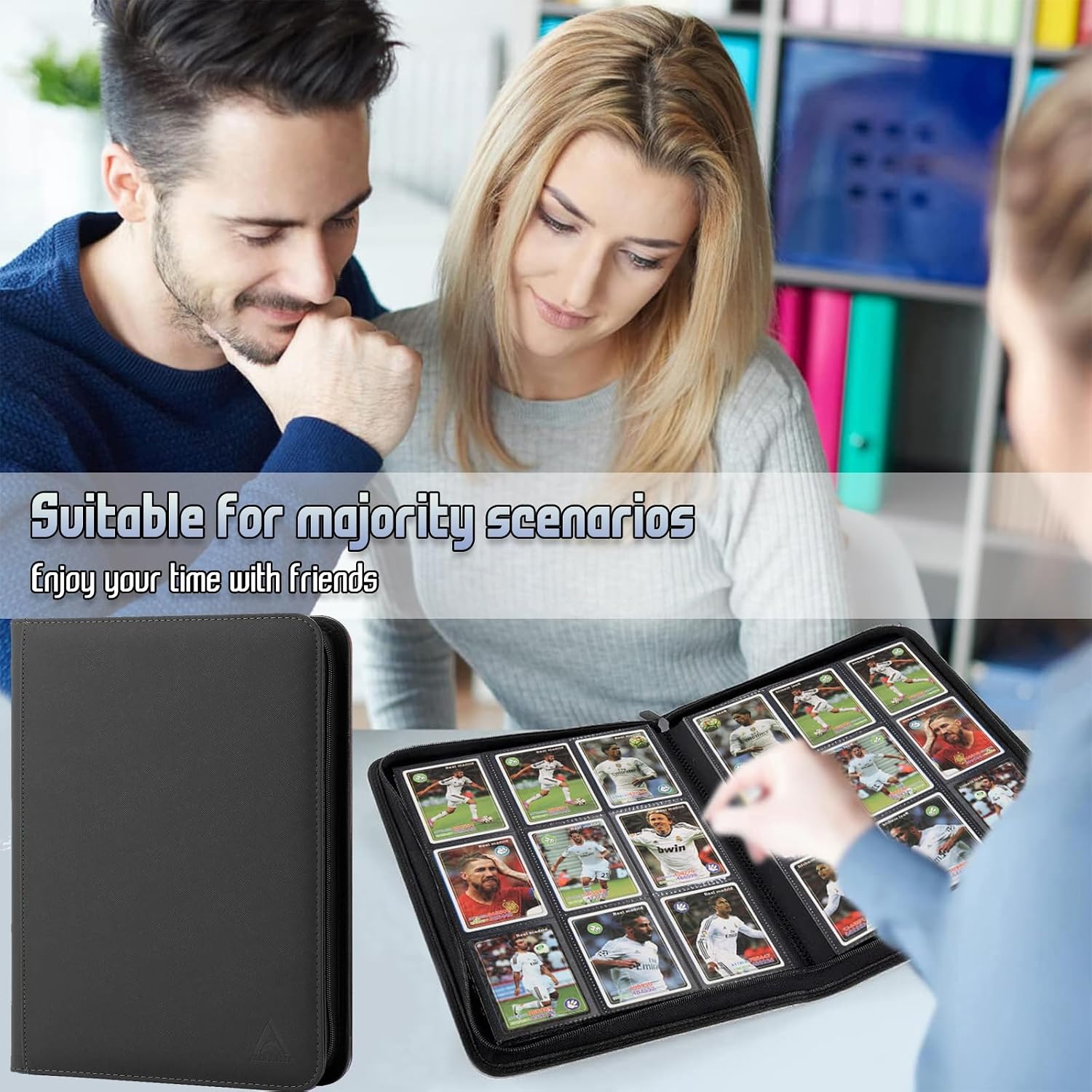 Card Binder 9 Pocket, Double Sided Pockets Trading Card Binder with 30 Sleeves, Premium Zip Trading Card Holder