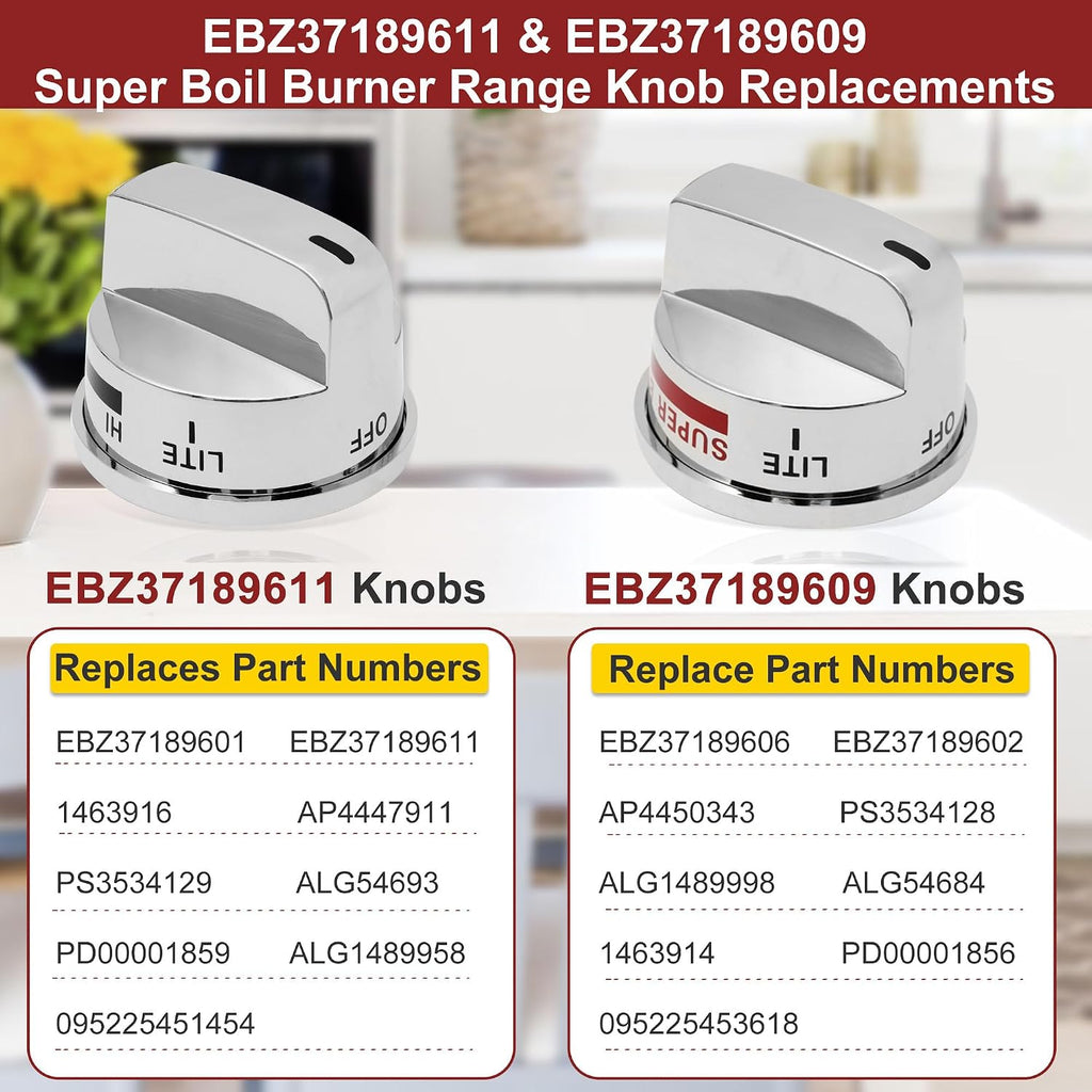 EBZ37189611(4pcs) Gas Stove Knobs EBZ37189609(1pcs) Oven Range Knob Replacements Only Fit for LG LRG30355ST/ LRG30357ST/LRG30855ST Series Burner Control Knob Replace EBZ37189601,EBZ37189602