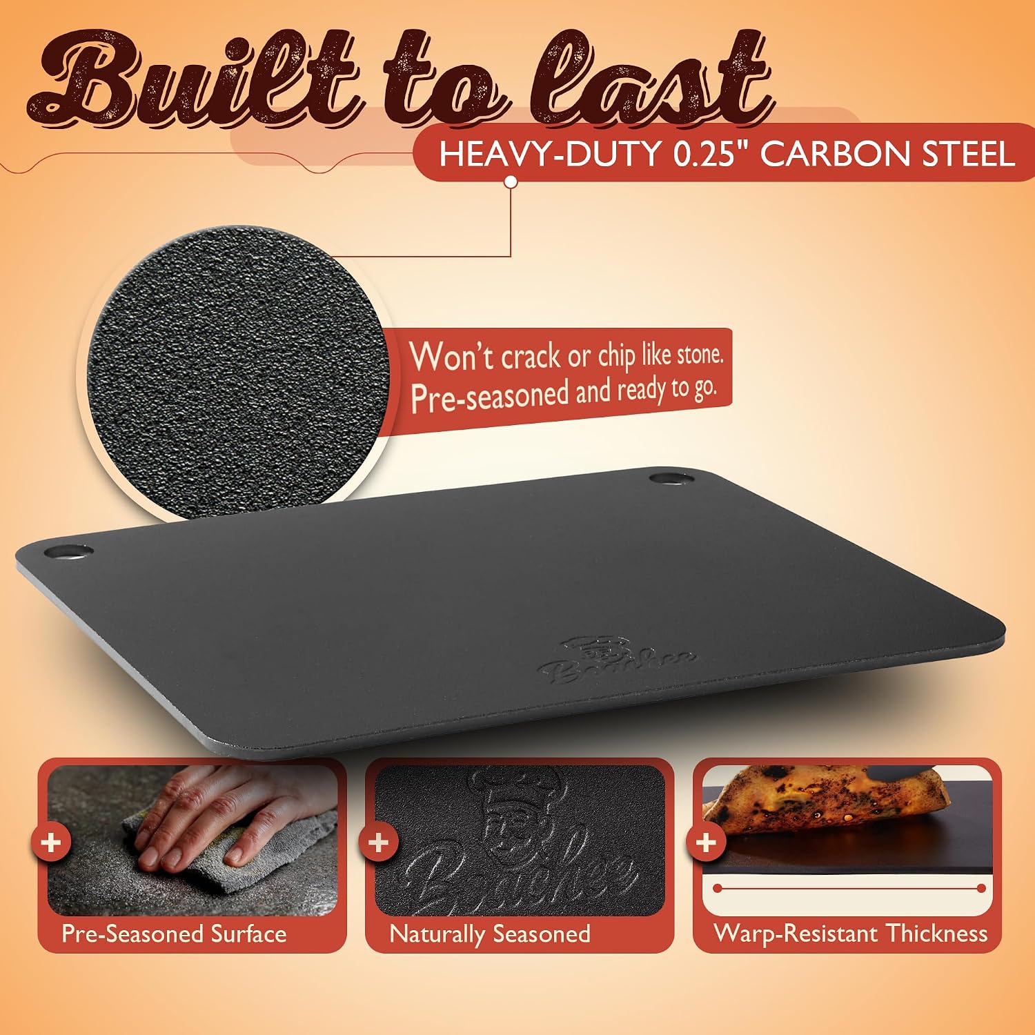Pizza Steel XL 16"x13.4" – Heavy-Duty Baking Steel for Oven & Grill, Pizza Stone Alternative for Crispy Crust, Faster