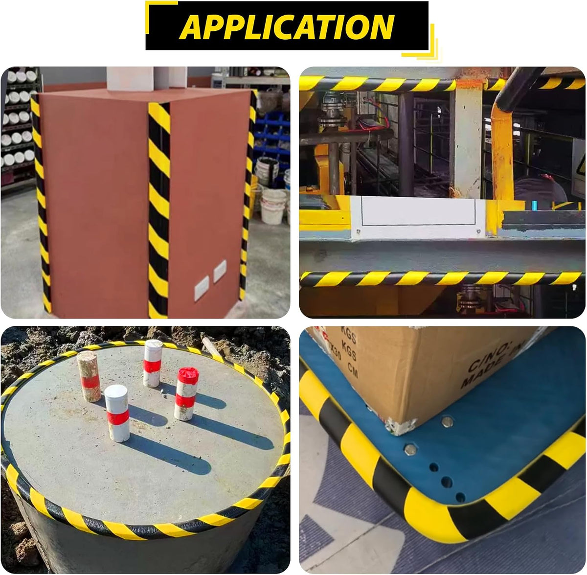 Wall Edge Corner Guards 196.9in (5m), Yellow & Black Foam Protector Padding with Self Adhesive Backing for Garage