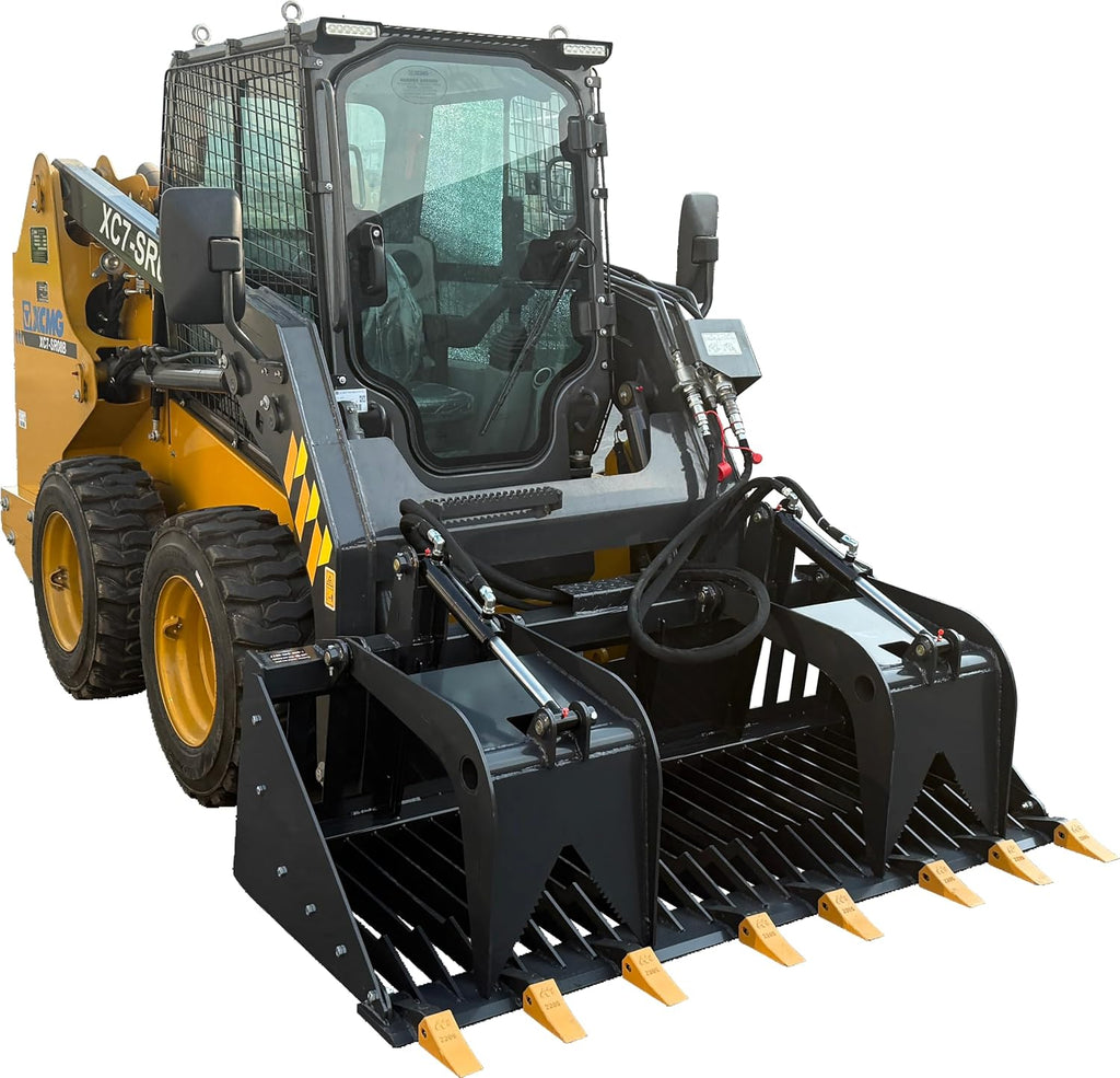 72" Rock Grapple Bucket Skid Steer Attachment, Rated at 4000 PSI Fits for Bobcat for CAT for Kubota for John Deere