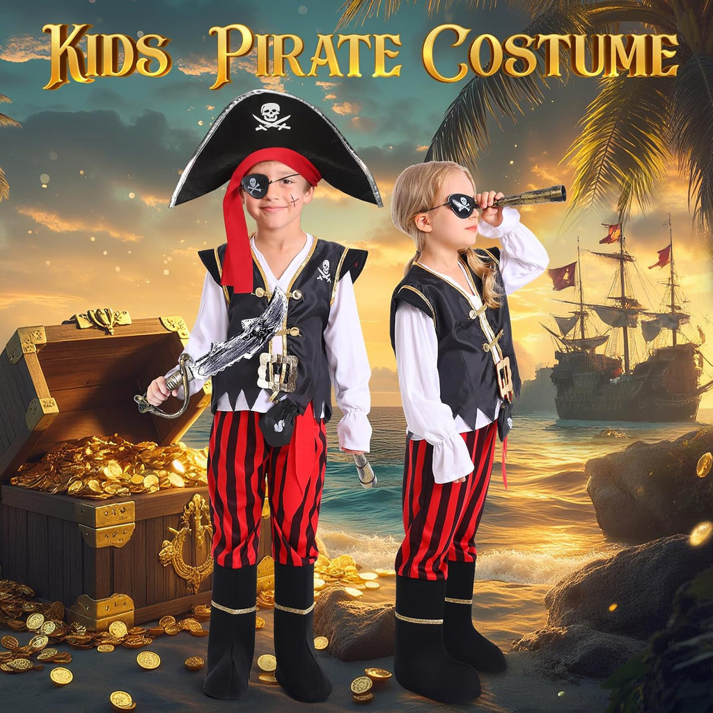 Pirate Costume Kids Boys Halloween Costume,Halloween Costumes for Boy,Toddler Pirate Costumes for Role Play Dress Up