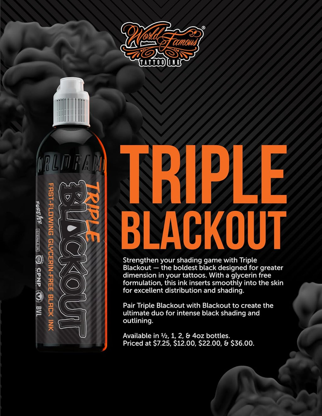 Triple Blackout Tattoo Ink - Dark & Bold Black Shade - Professional Tattoo Ink & Tattoo Supplies - Skin-Safe