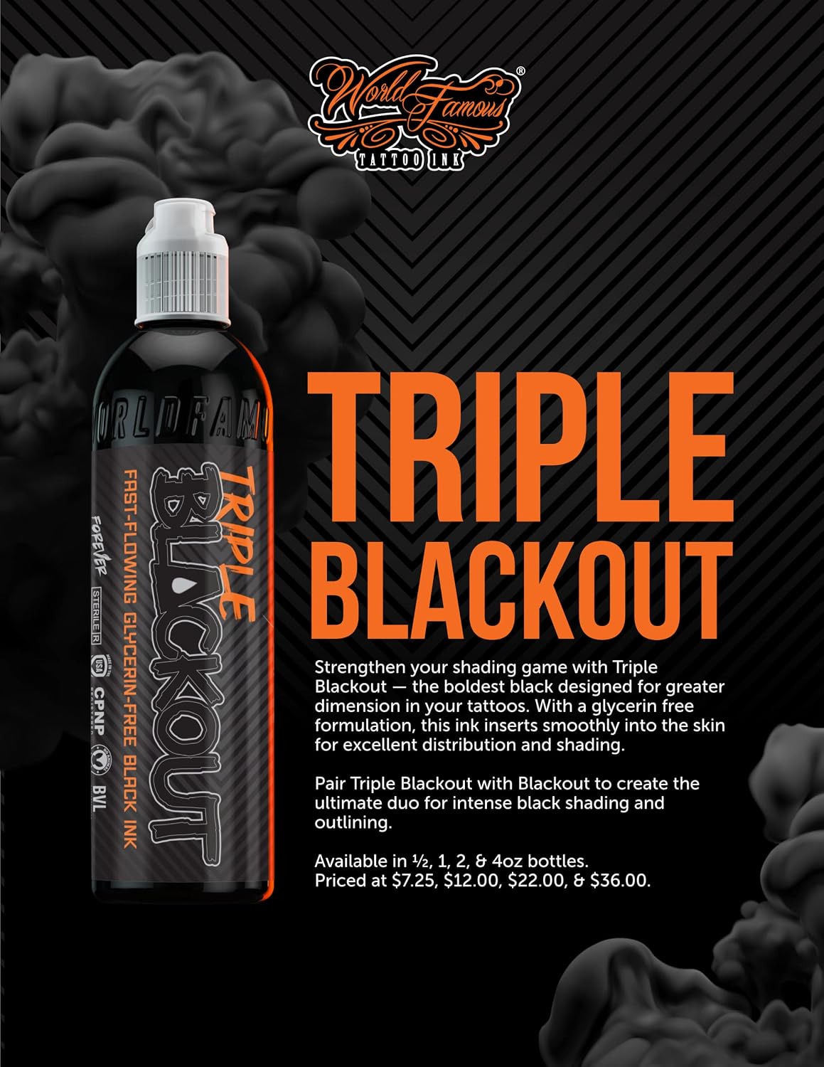 Triple Blackout Tattoo Ink - Dark & Bold Black Shade - Professional Tattoo Ink & Tattoo Supplies - Skin-Safe