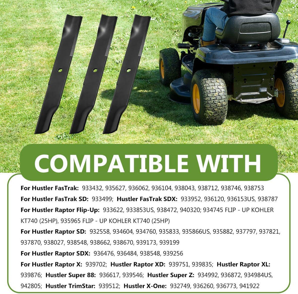 797696 601124 High Lift Mower Blades Set for Hustler 54" Mower, Replaces 797704 797712 601012 601013 602416