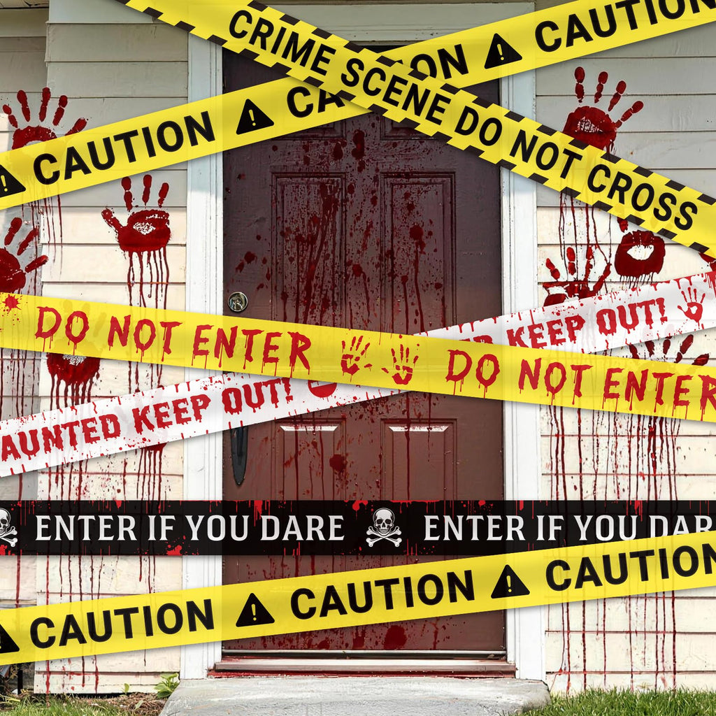 5Pcs 89.6Feet Caution Tape Halloween Decorations Outdoor House