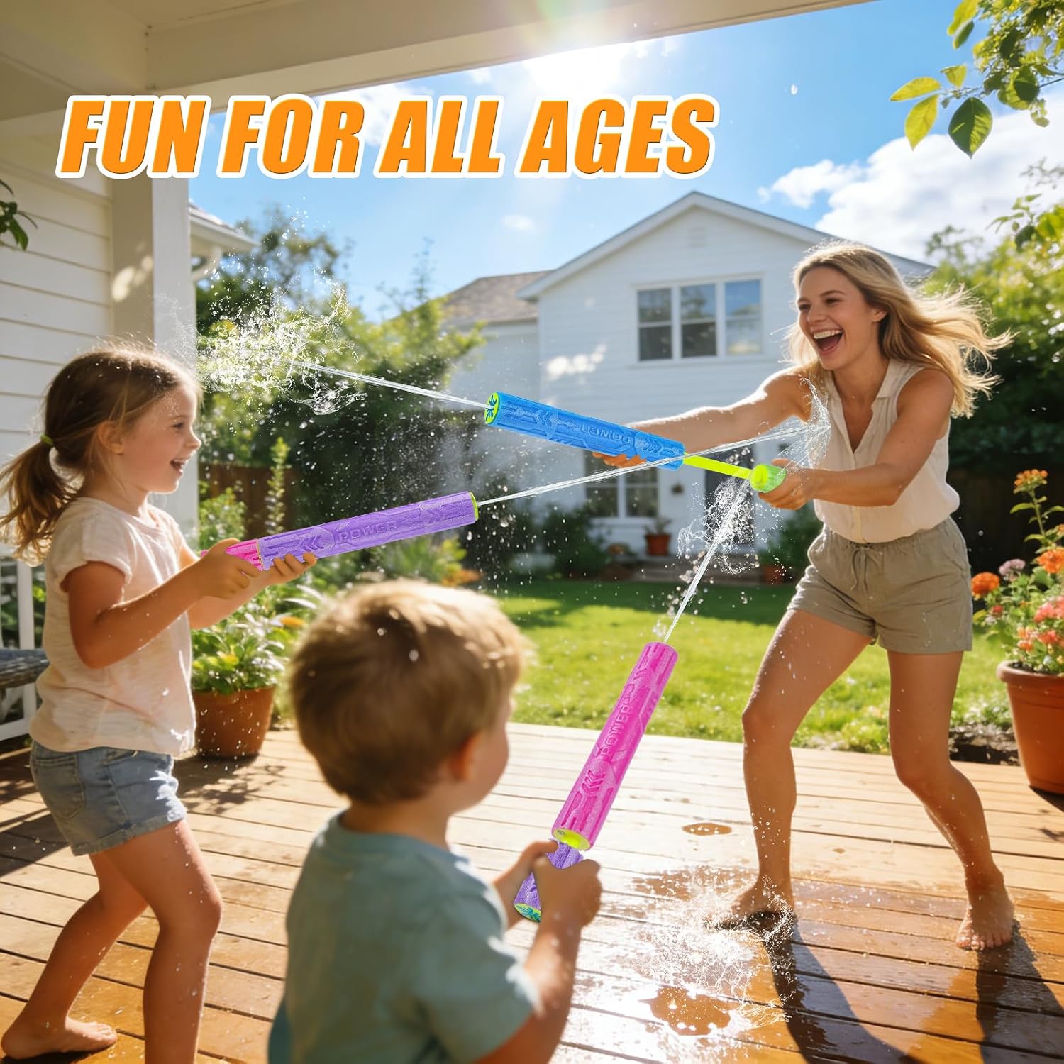 Water Blasters, 6 Pack Foam Water Guns for Kids Adults, Pool Toys Water Squirter Comfortable Handle