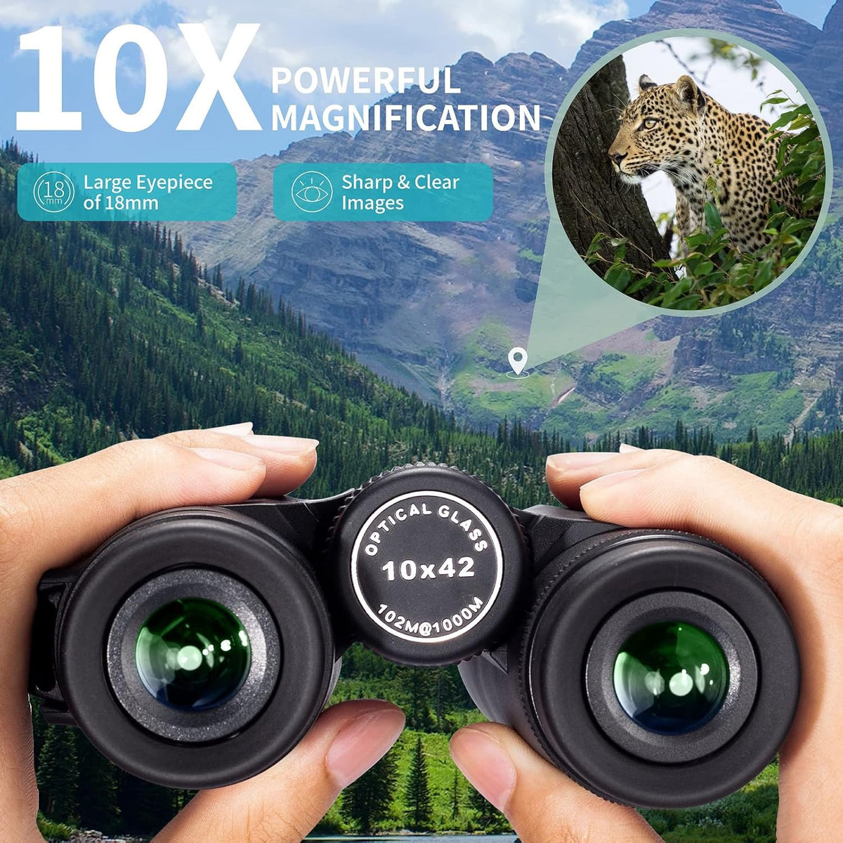 10x42 HD Binoculars for Adults (1 Pack) and Gosky Piper 12x55 Monoculars (1 Pack) with Universal Phone Adapter - High