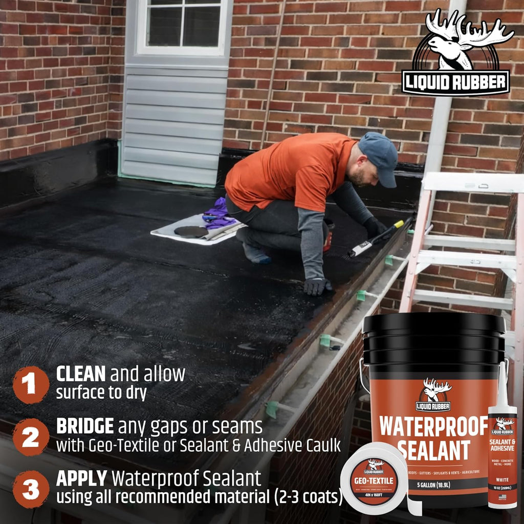 Waterproof Sealant - Roof & Gutter Coating, Black, 5 Gallon
