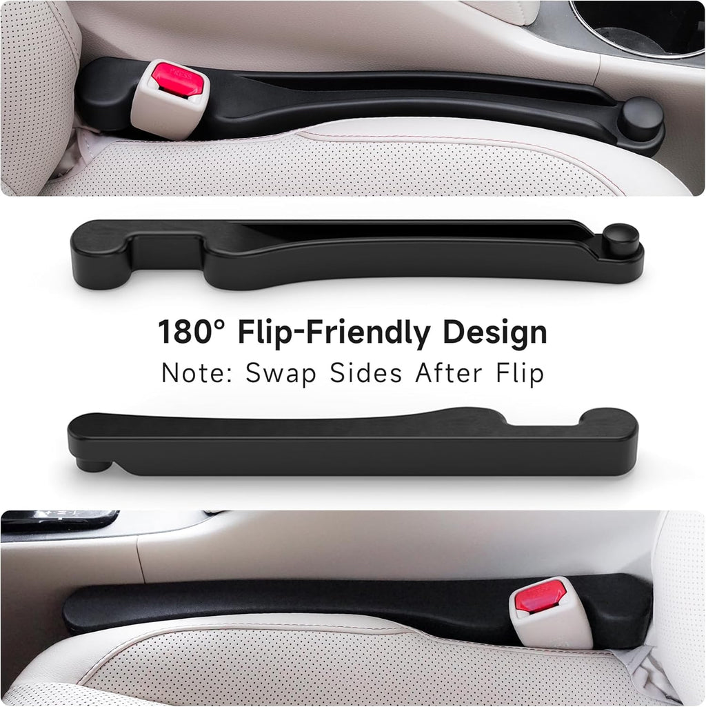 Car Seat Gap Filler Set of 2, Soft Foam Multifunctional Seat Side Gap Filler with Organizer & Hook Function, 3in1 Gap