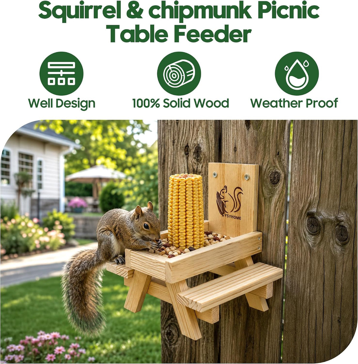 Squirrel Feeder for Outside,Funny Squirrel Picnic Table Feeder