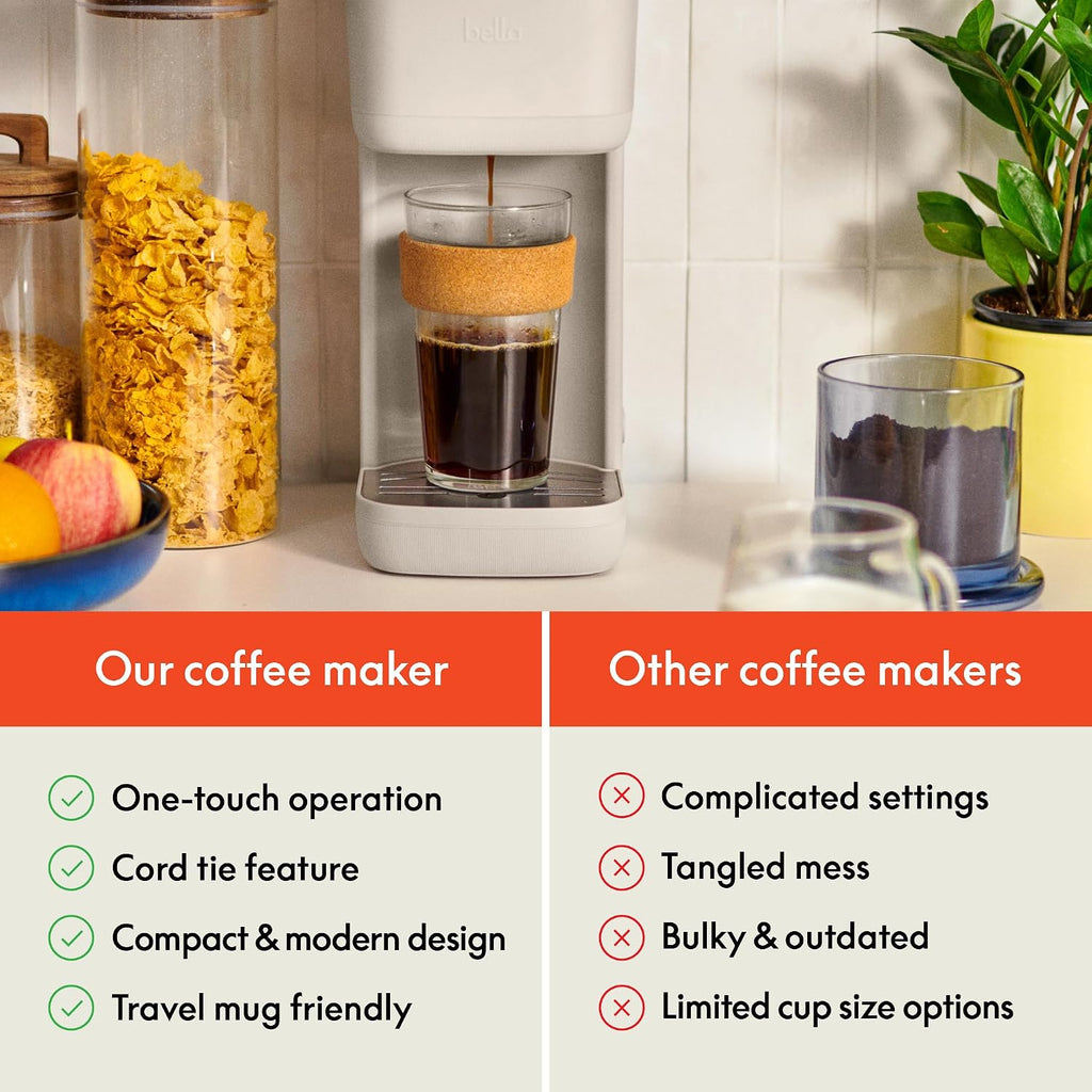 Single Serve Coffee Maker, K Cup & Coffee Ground Compatible with Removable, Adjustable Drip Tray, Auto Shutoff &