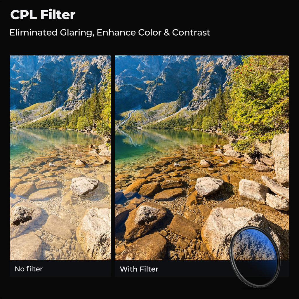 67mm UV/CPL/ND2-400 Len Filter Kit 3pc Multi-Layer Coatings | UV+Polarizer+Variable ND Lens Filters Kit (1-9