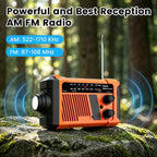 Emergency NOAA Weather Alert Radio, Hand Crank Solar USB Charged AM FM Radio, Portable Emergency Radio with LED