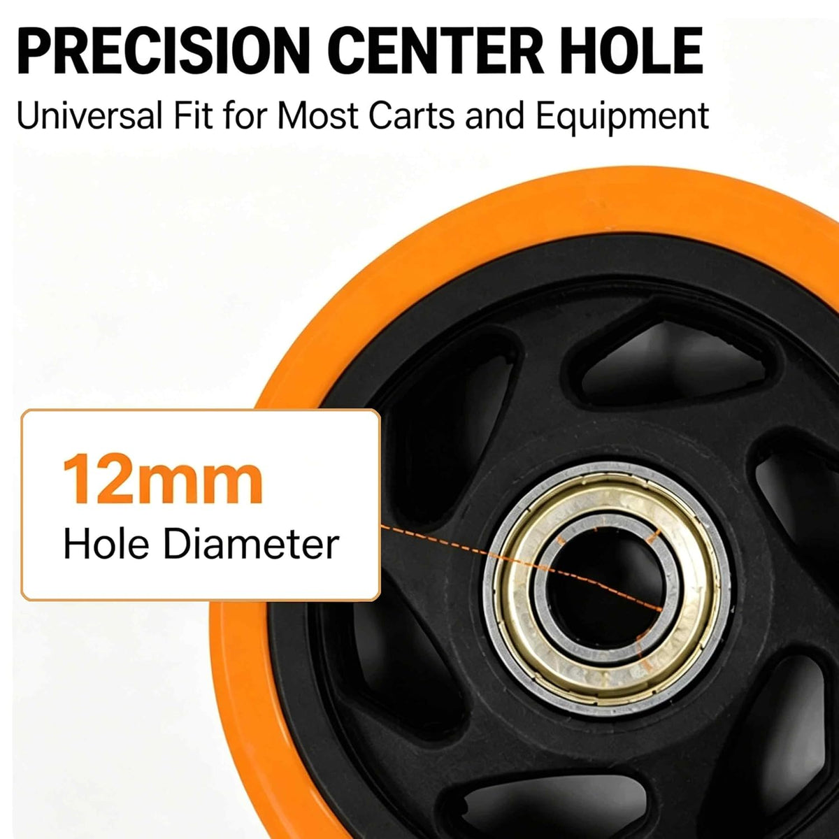 4" Caster Replacement Wheels Heavy Duty Polyurethane 4 Pack Orange