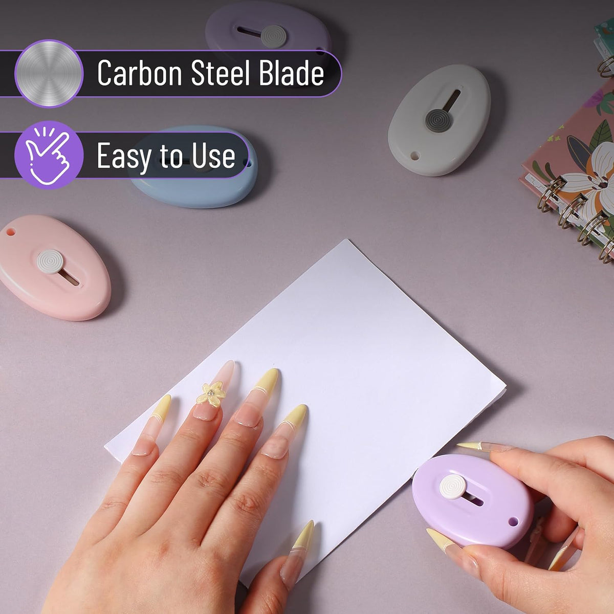 Bates- Mini Retractable Box Cutter, 12 pcs, Pastel Colors, Small Box Cutter Small, Mini Utility Knife, Mini Box