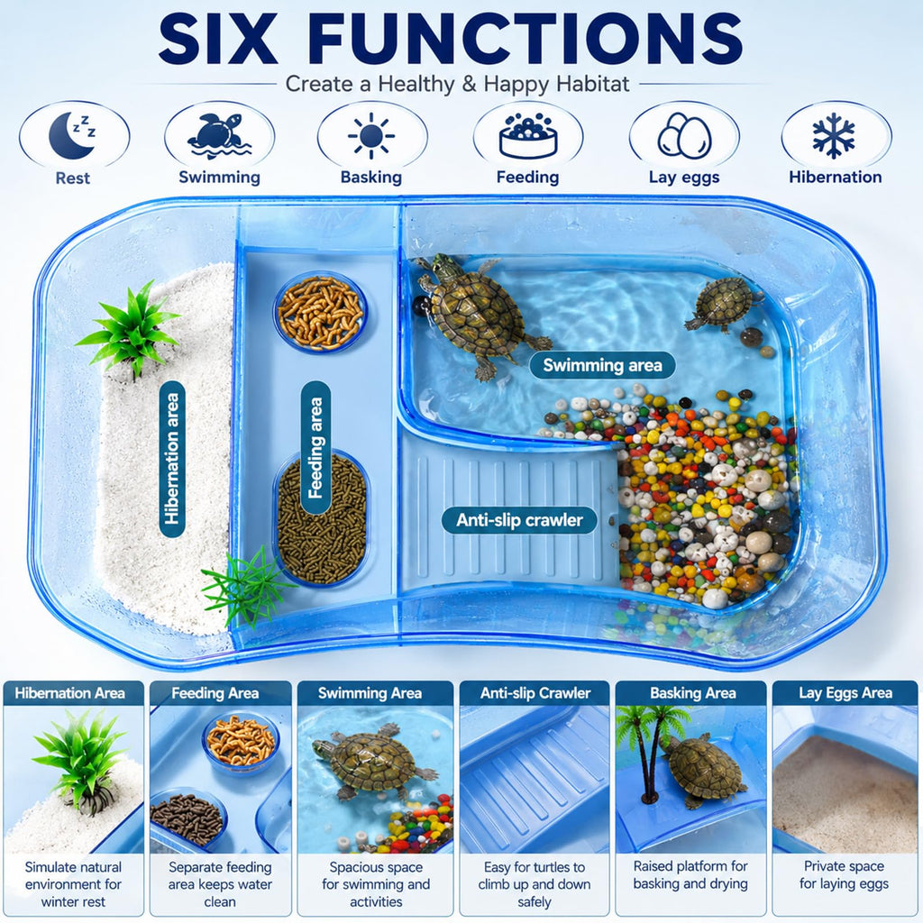 Small Turtle Tank Aquarium(Excluding Accessories) Blue