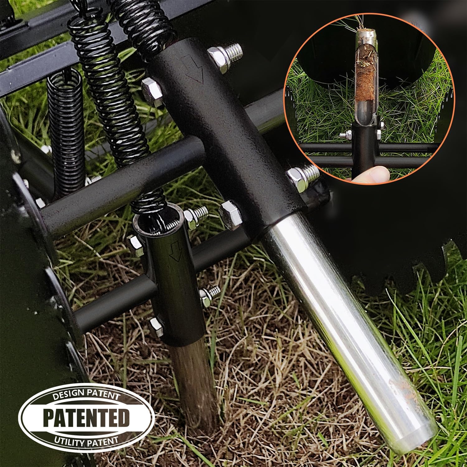 Patented Rolling Lawn Aerator Compacted Soil Loosening Manual Coring Tool | Yard Grass Pulling Plugs, Manual Aeration