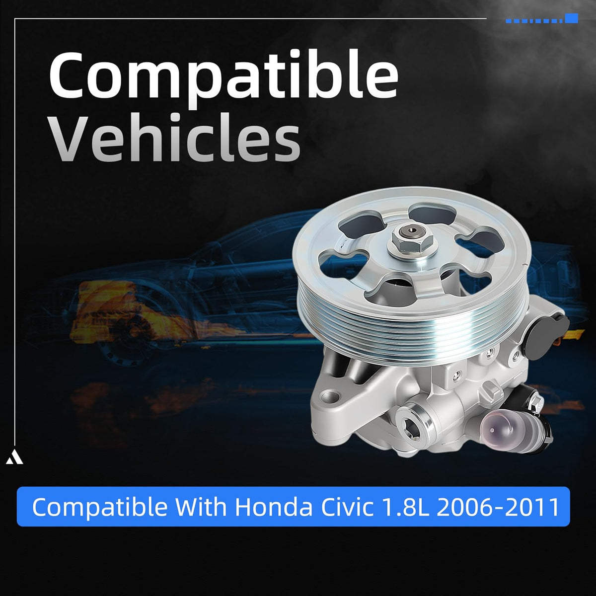 Power Steering Pump with Pulley, 2006-2011 for Honda Civic 1.8L