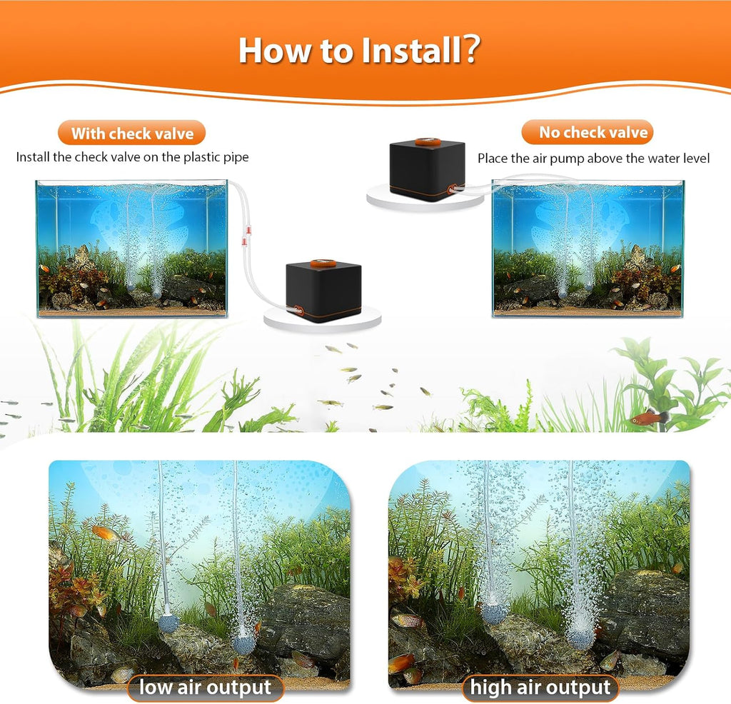 Strong Aquarium Air Pump for Medium Large Fish Tank, Hydroponic Systerm, Household Commercial Use