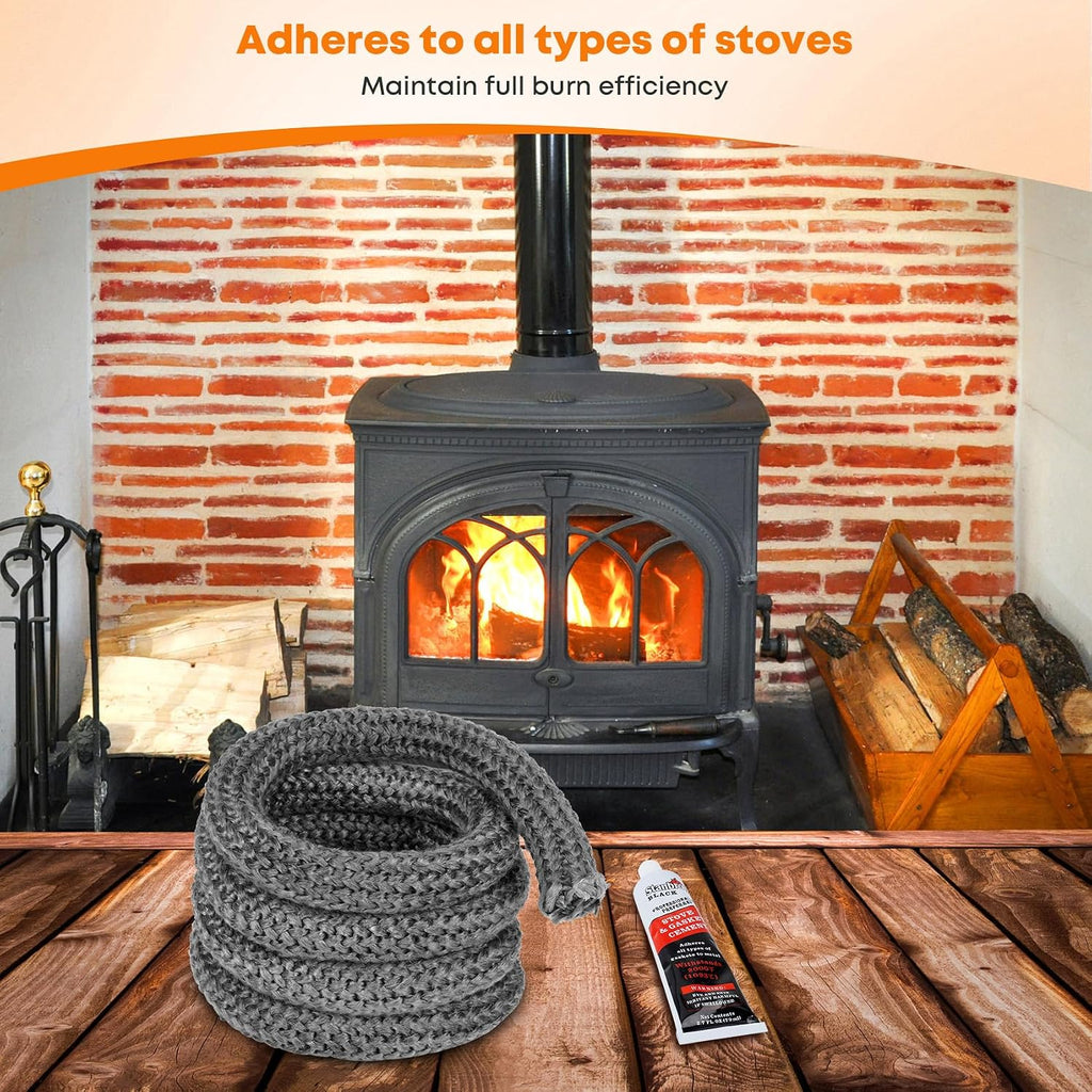 Stanbroil 1" x 84" Wood Stove Gasket Kit with High-Temperature Cement