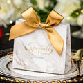 50 Pcs Wedding Party Favor Boxes, Small Thank You Gift Bags Candy Boxes with Gold Bow Ribbon Wedding Bridal Shower