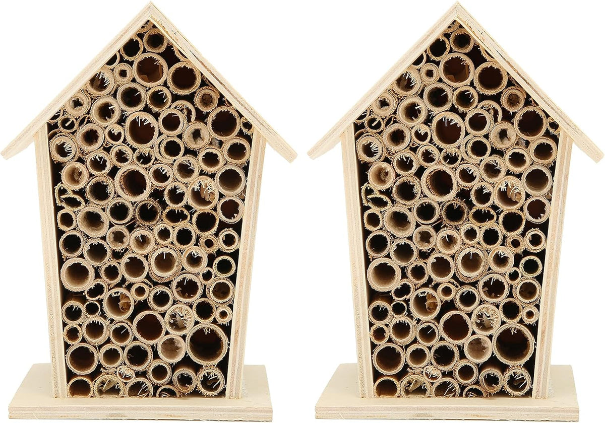 Wooden Bee House, Hanging Bamboo Insect Hotel, 2PCS