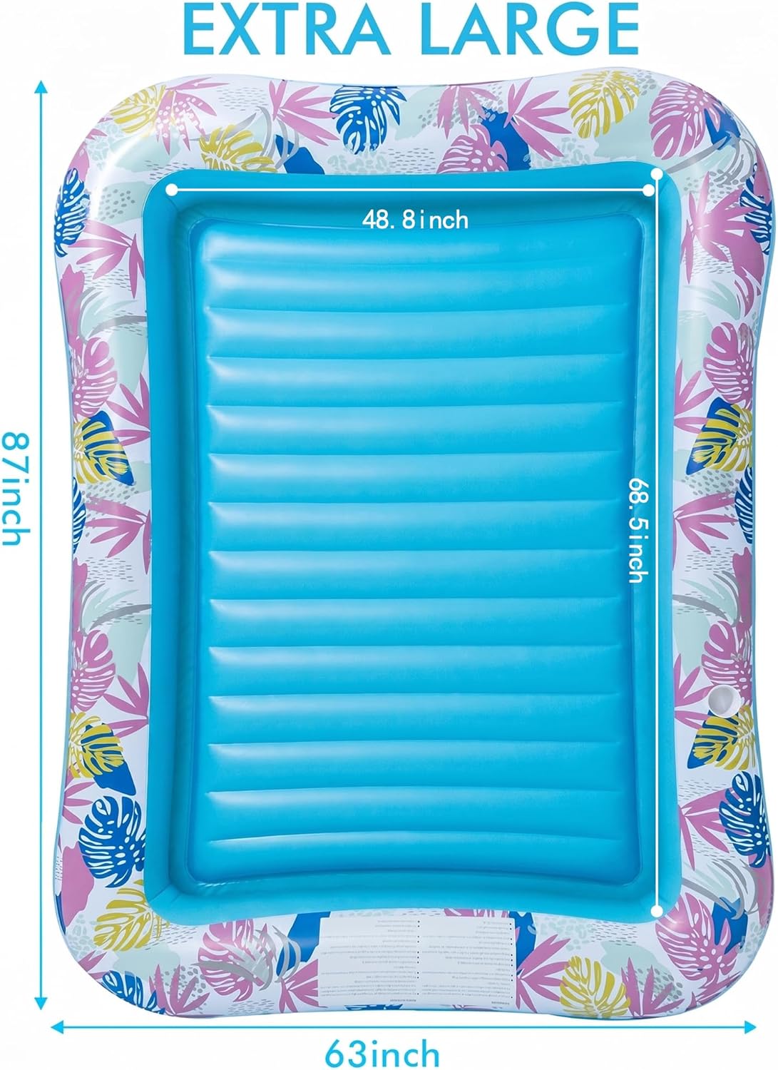 Tanning Pool Lounger Float, OKSUWATER 87" x 63" Pool Floats Adult with Headrest & Drink Holder, Blow-Up Bed Sun Tan