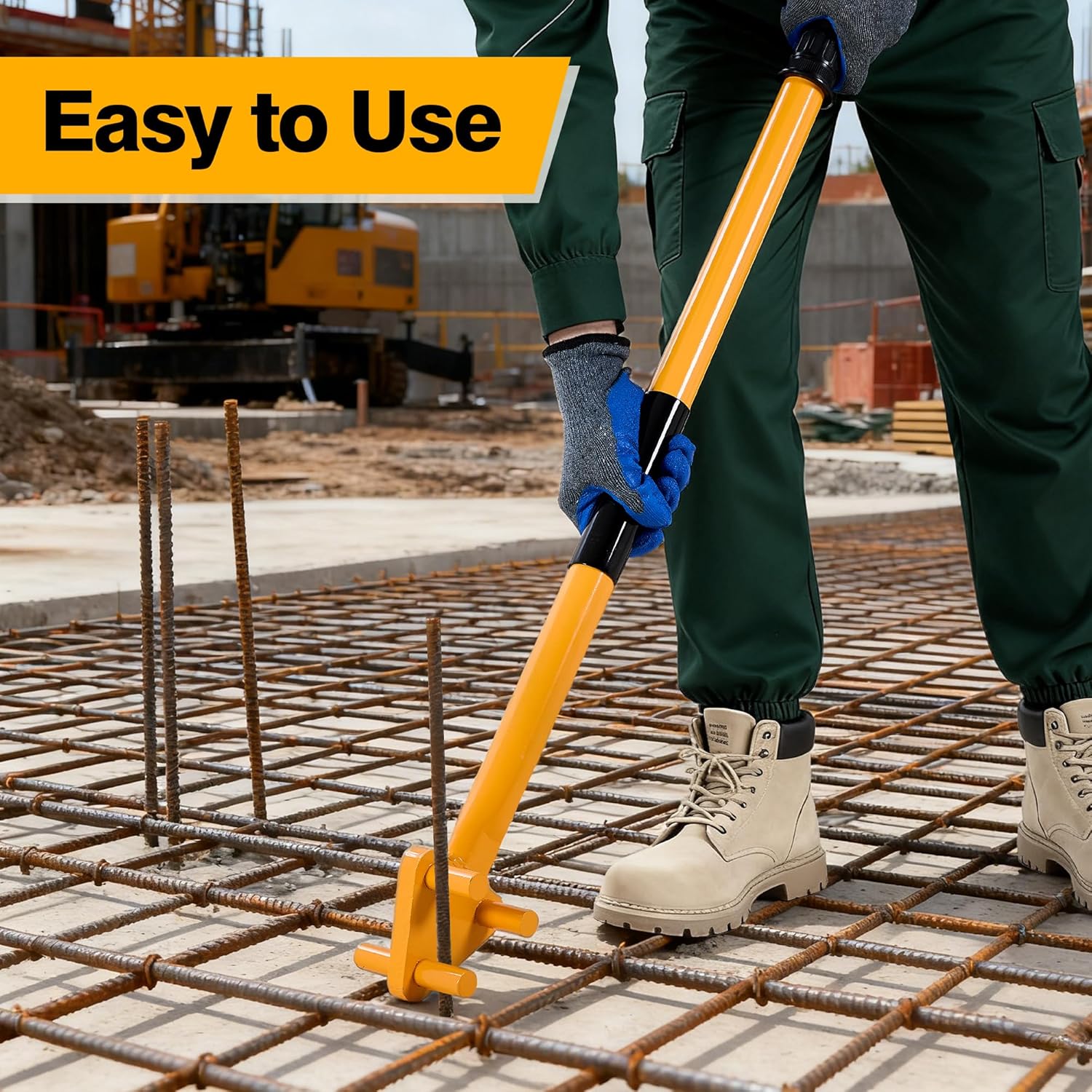Manual Rebar Bender Tool for 5/8 Inch Steel Bar, Heavy Duty Rebar Bending Tool and Steel Rod Bender with Anti-Slip