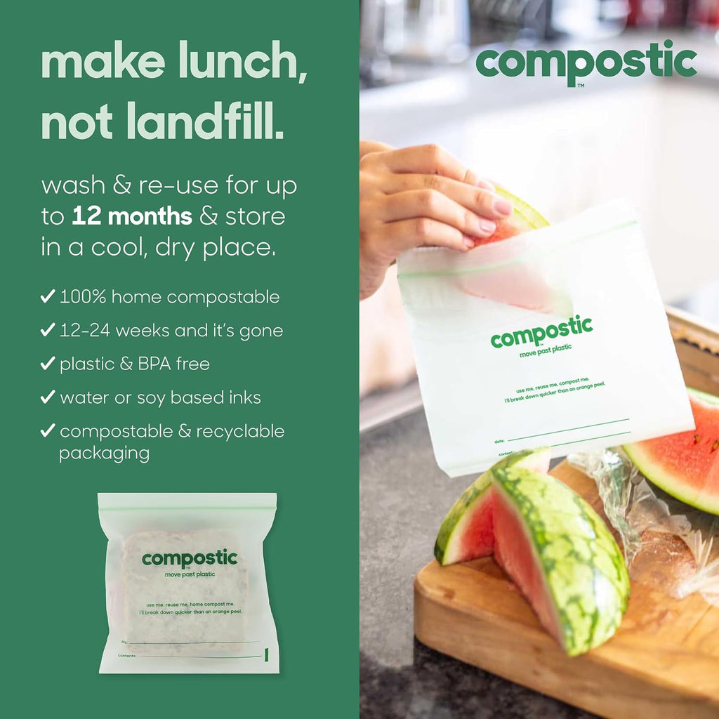 Compostable Sandwich, Snack, Gallon, Quart Bags Variety, 145 Ct