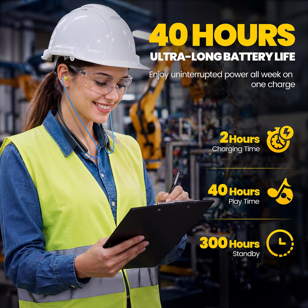 Next-Gen Bluetooth 6.0 Earplug Headphones for Work, 30dB Hearing Protection