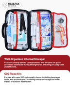 500PCS Waterproof Hard Shell First Aid Kit, Travel