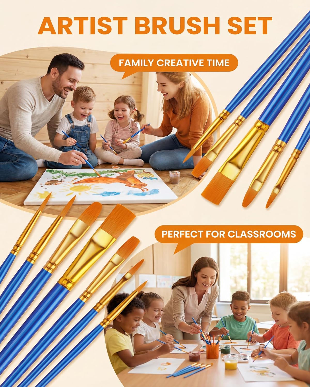 Paint Brushes Set, 70Pcs Round Pointed Tip Artist Paintbrushes for Acrylic Painting Oil Watercolor Canvas Boards Rock