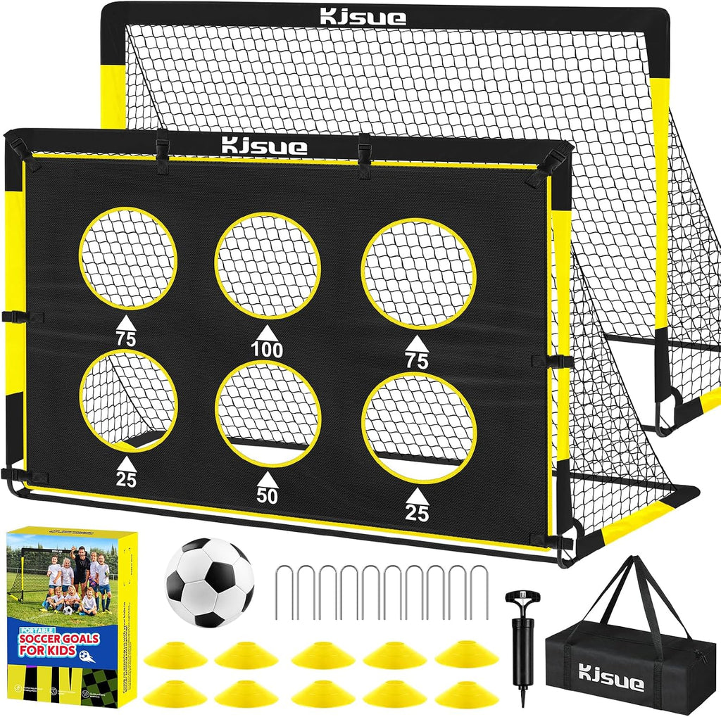 Kids Soccer Goal for Backyard Set - 2 of 6x4 ft Soccer Goals Training Equipment, Soccer Net for Kids Age 3-5 6-8 8-10