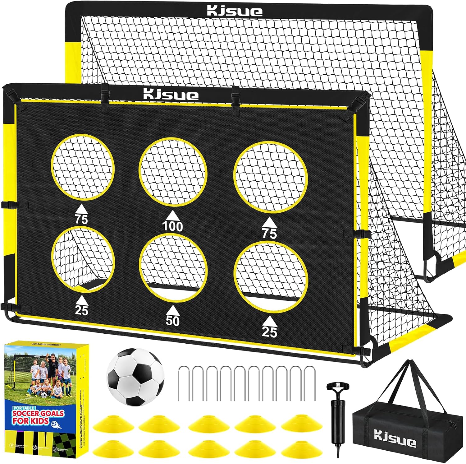 Kids Soccer Goal for Backyard Set - 2 of 6x4 ft Soccer Goals Training Equipment, Soccer Net for Kids Age 3-5 6-8 8-10