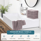 Bath Washcloths 100% Cotton 6 Pack Soft Absorbent - Platinum