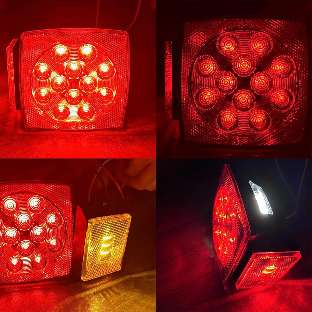 LED trailer lights Kit, 12V Submersible Tail Marker Lights Wiring Lamp Harness for Boat Car Truck RV Utility
