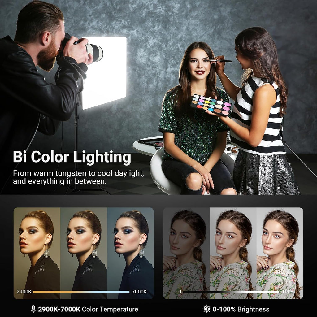 24"x24" 450W Equivalent Softbox Lighting Kit w Tripod Stand, NK104 | 45W Bi Color 2.4G LED Bulb, Remote, 10 Channels